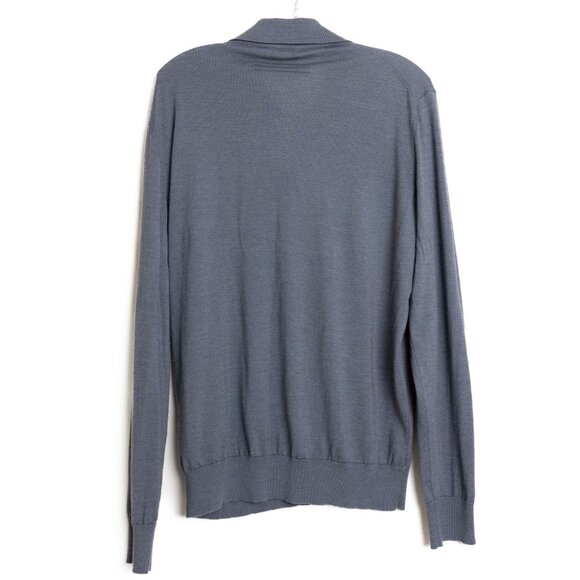 Zegna Cashseta Knit Polo Shirt Cashmere Silk Light Long Sleeve Gray 54 R - Picture 3 of 12